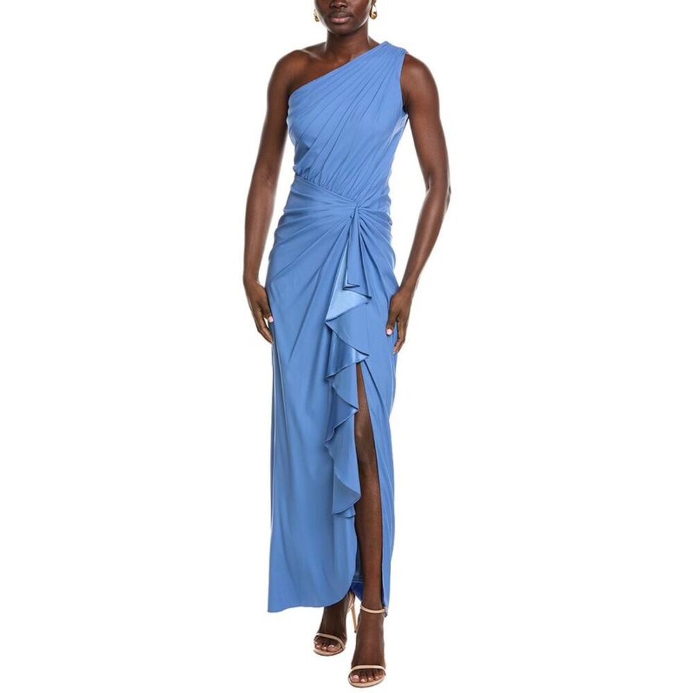 Tadashi Shoji Womens  Solid One-Shoulder Maxi Dress, Blue